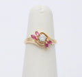 Vintage Retro 1930”s 14K Rose Gold Diamond & Ruby Ring Band.