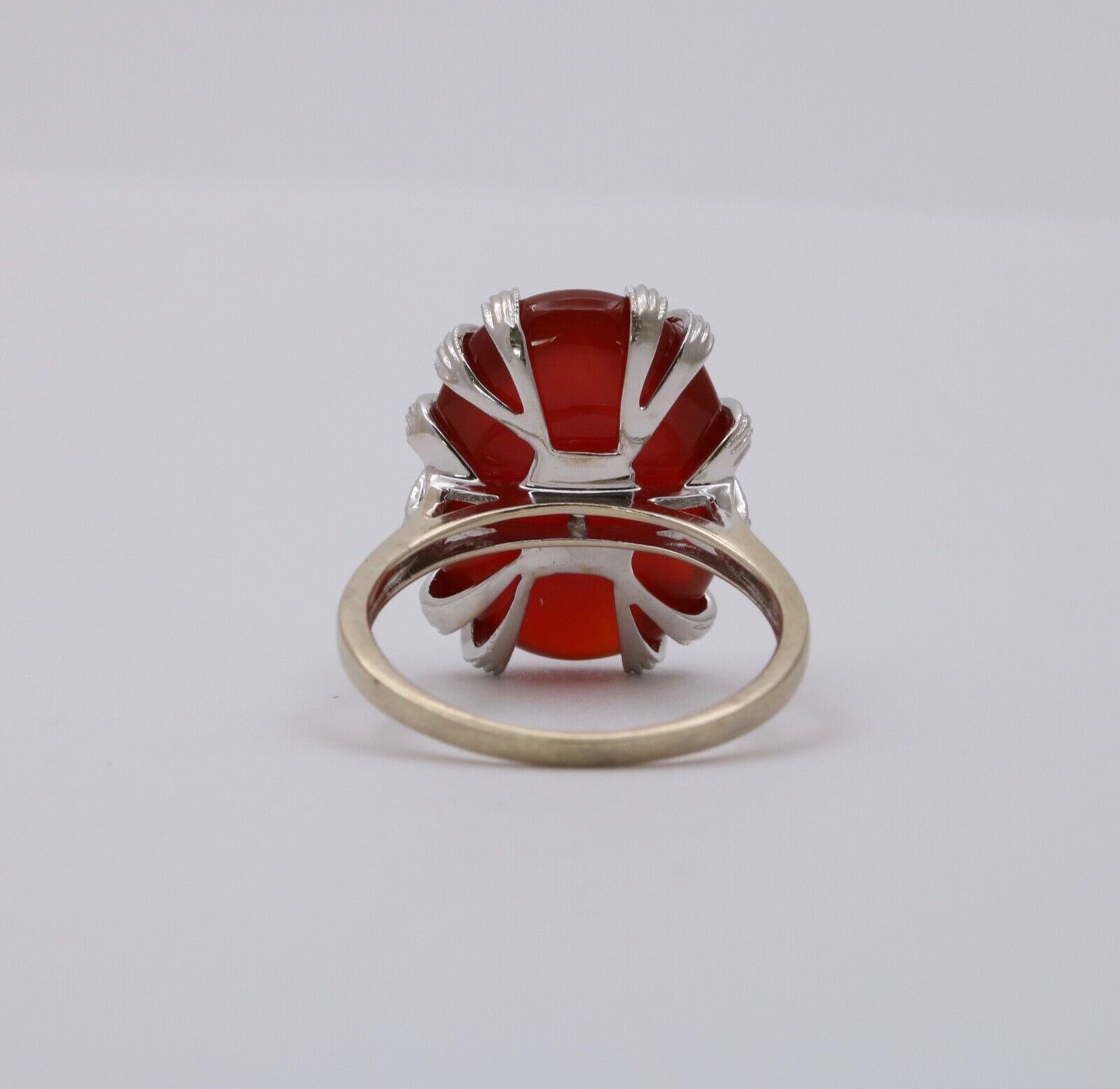 Vintage 14K White Gold Carnelian, Diamond Ring