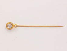 Load image into Gallery viewer, Art Nouveau Moonstone Seed Pearl 14K Yellow Gold Stick Pin
