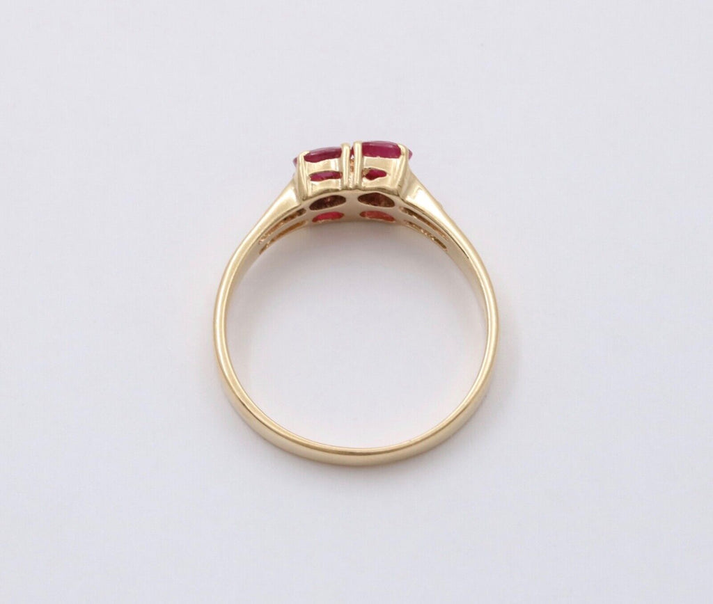 Vintage Rubies Diamonds 14K Yellow Gold Ring