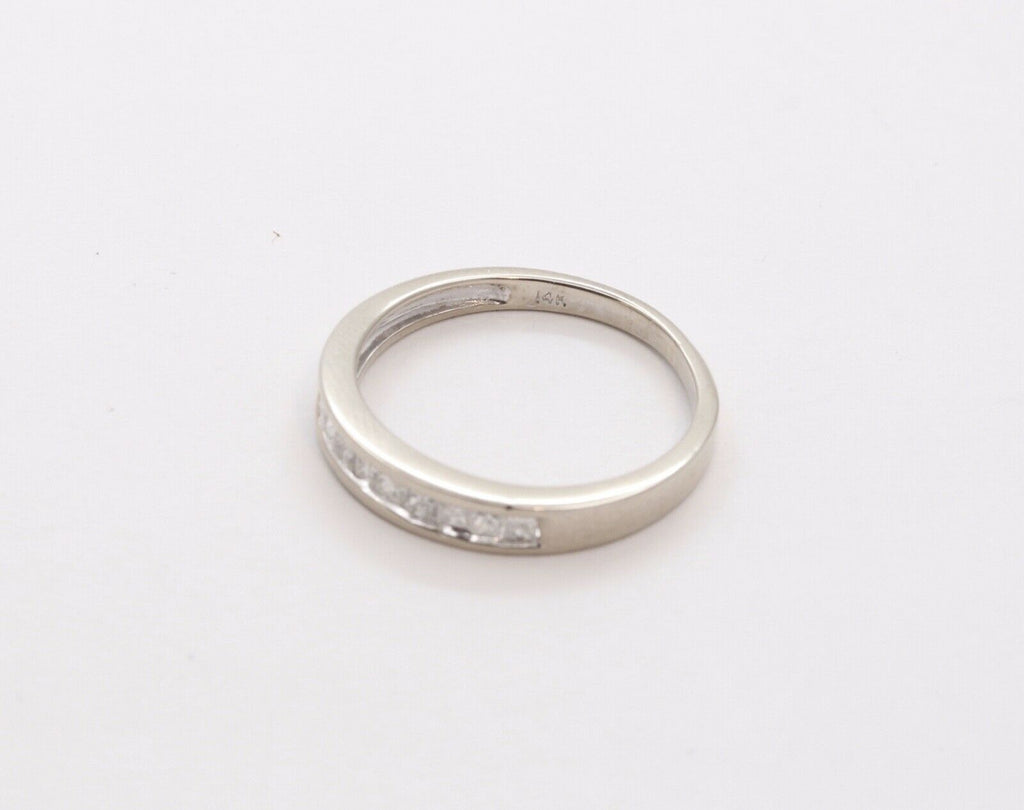 Vintage Ladies Diamonds 14K White Gold Wedding Band Stacking