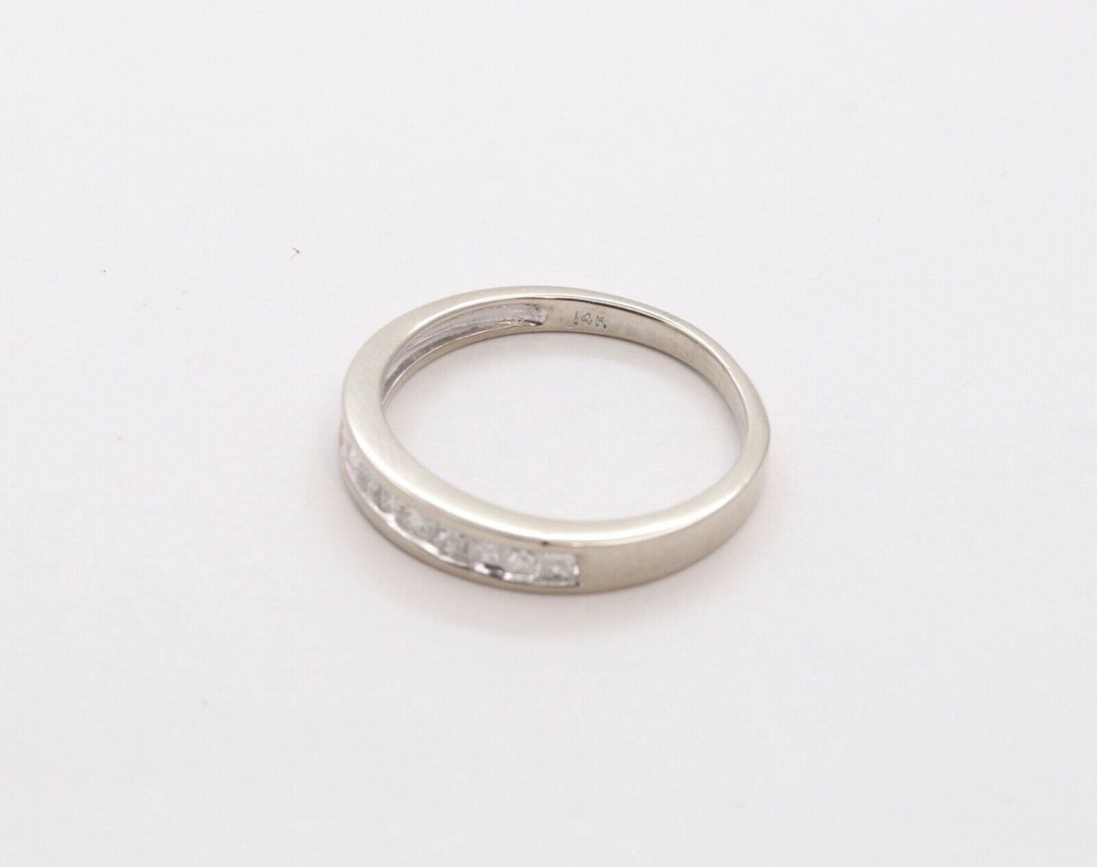Vintage Ladies Diamonds 14K White Gold Wedding Band Stacking