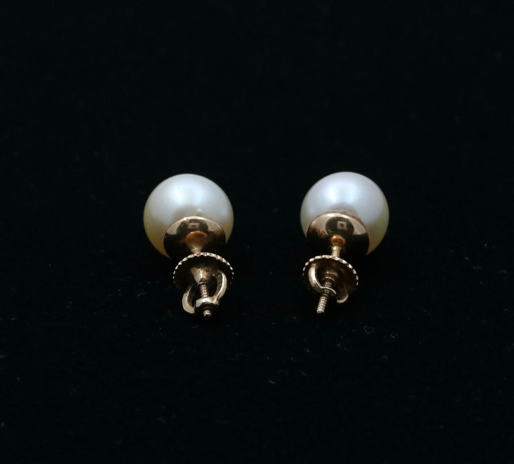 Vintage Pearl 14K Yellow Gold Earrings