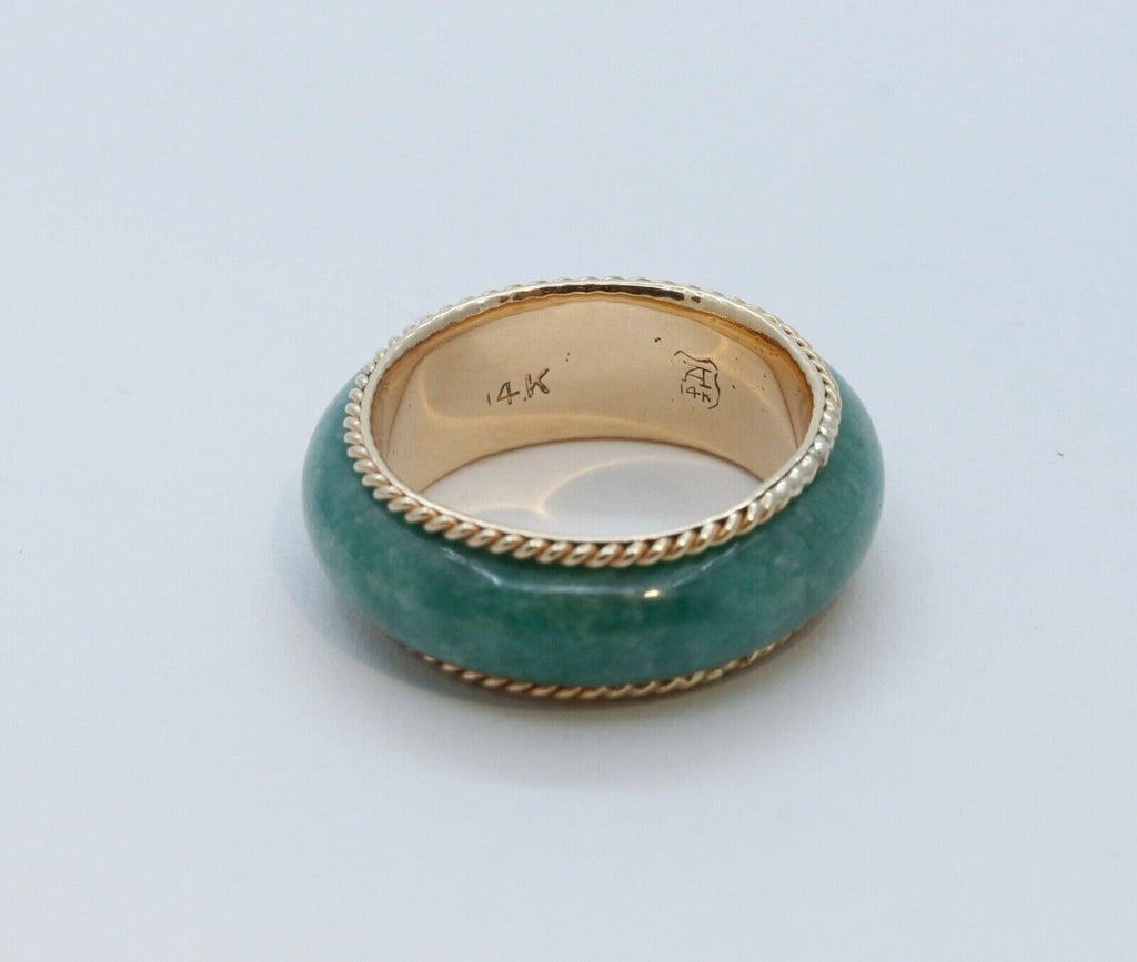 Vintage Jade 14K Yellow Gold Wedding Band Ring