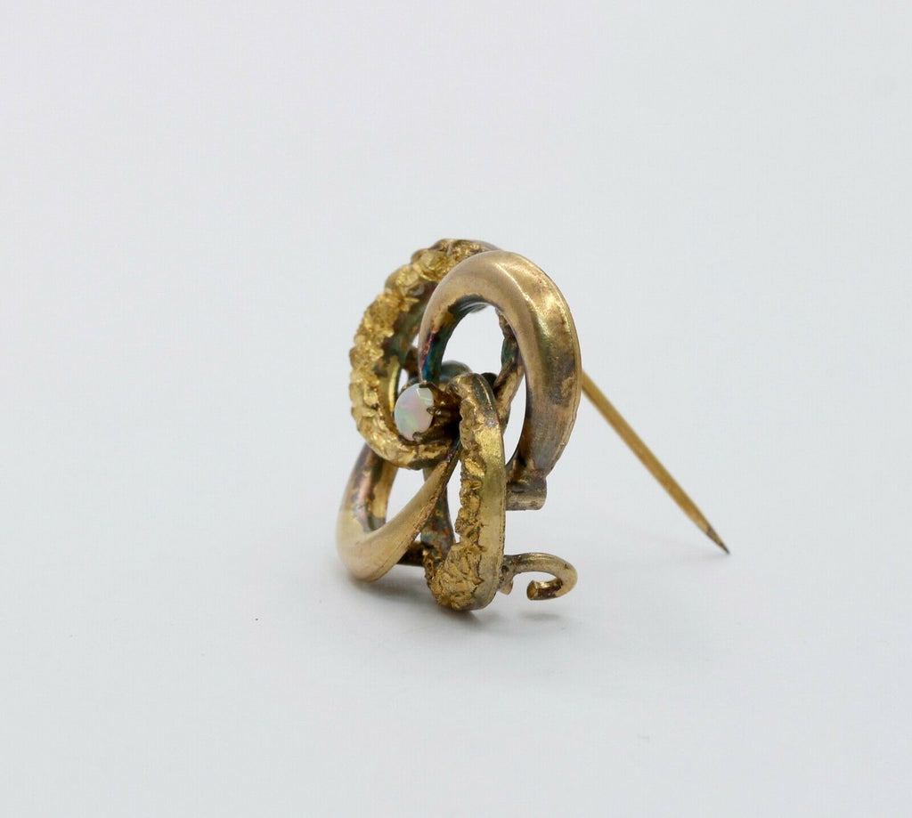 Victorian Vermeil Interlocking Circle Opal Brooch