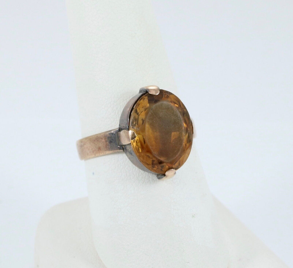 Antique England 9K Gold Gold Citrine Ring. Solitaire Ring.