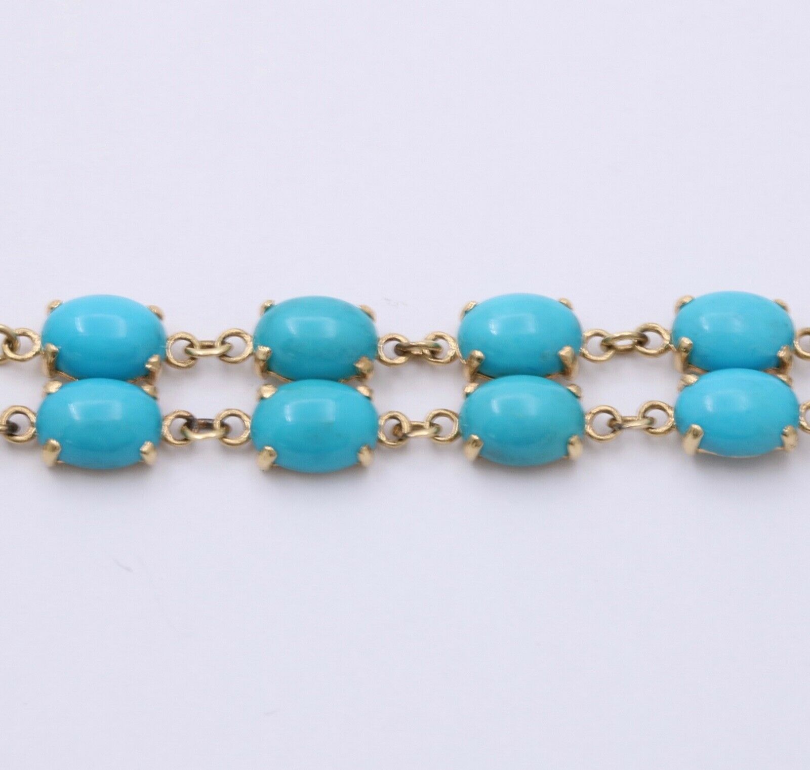 Vintage Turquoise Good Luck 14K Yellow Gold Bracelet