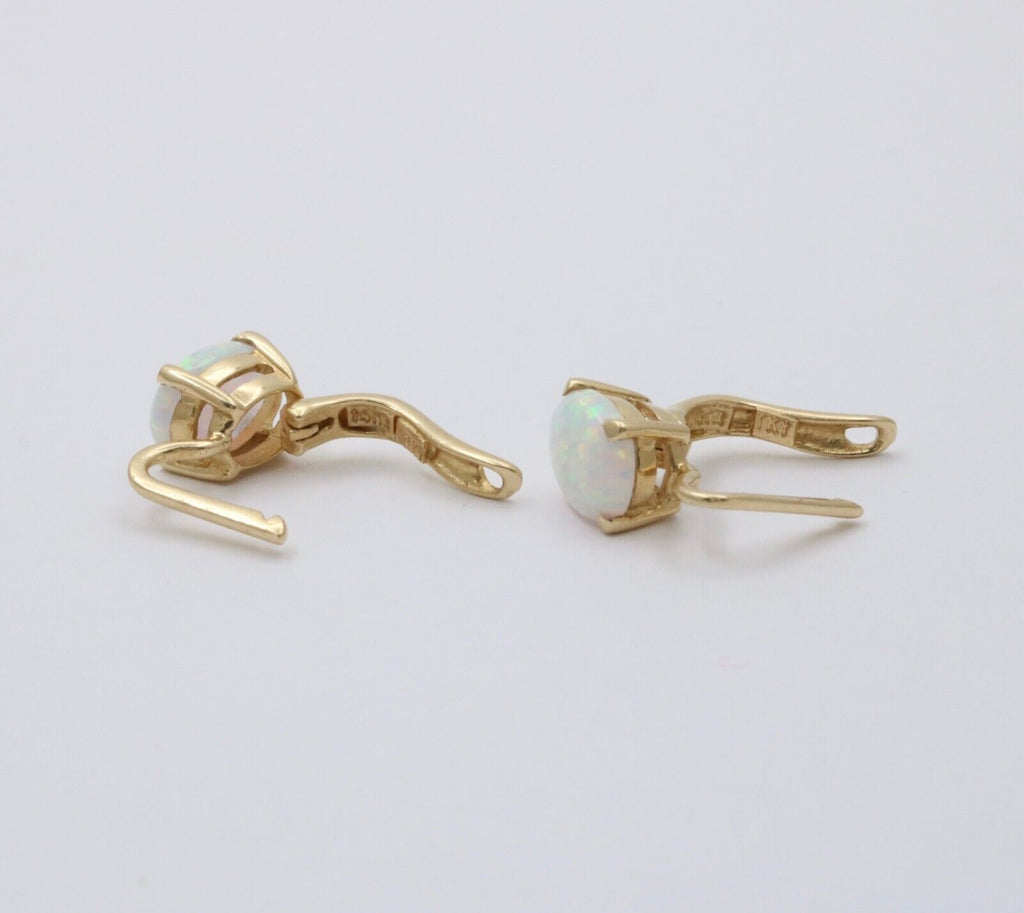 Vintage Synthetic Opal 14K Yellow Gold Lever Back Earrings