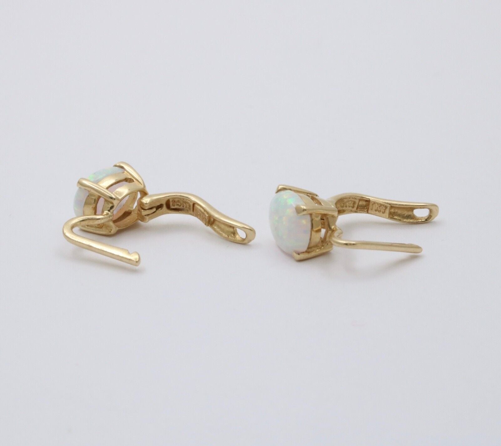 Vintage Synthetic Opal 14K Yellow Gold Lever Back Earrings