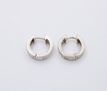 Load image into Gallery viewer, Vintage Baguette Diamonds 14K White Gold Huggie Earrings
