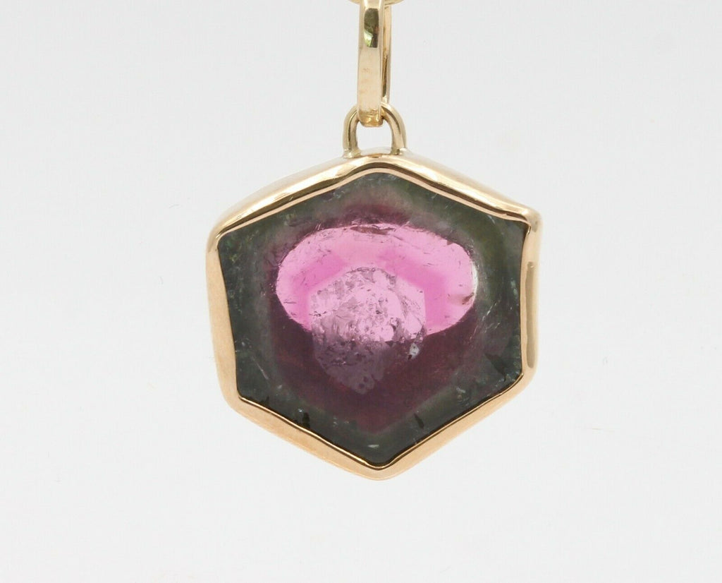 Vintage 14K Watermelon Tourmaline Pendent