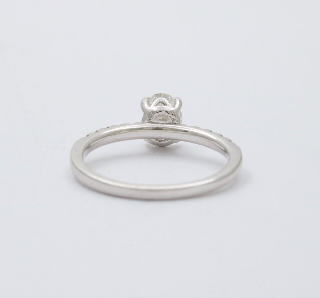 Vintage Solitaire Oval Diamond 14K White Gold Engagement Ring