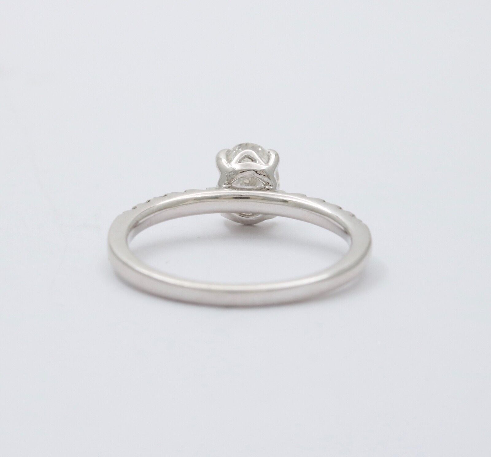 Vintage Solitaire Oval Diamond 14K White Gold Engagement Ring