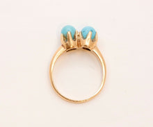 Load image into Gallery viewer, Victorian Ladies Twin Turquoise 14K Yellow Gold Ring
