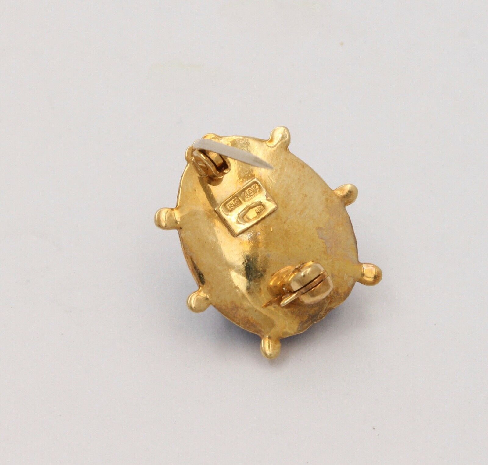 Vintage Blue Enamel Lady Bug 18K Yellow Gold Brooch