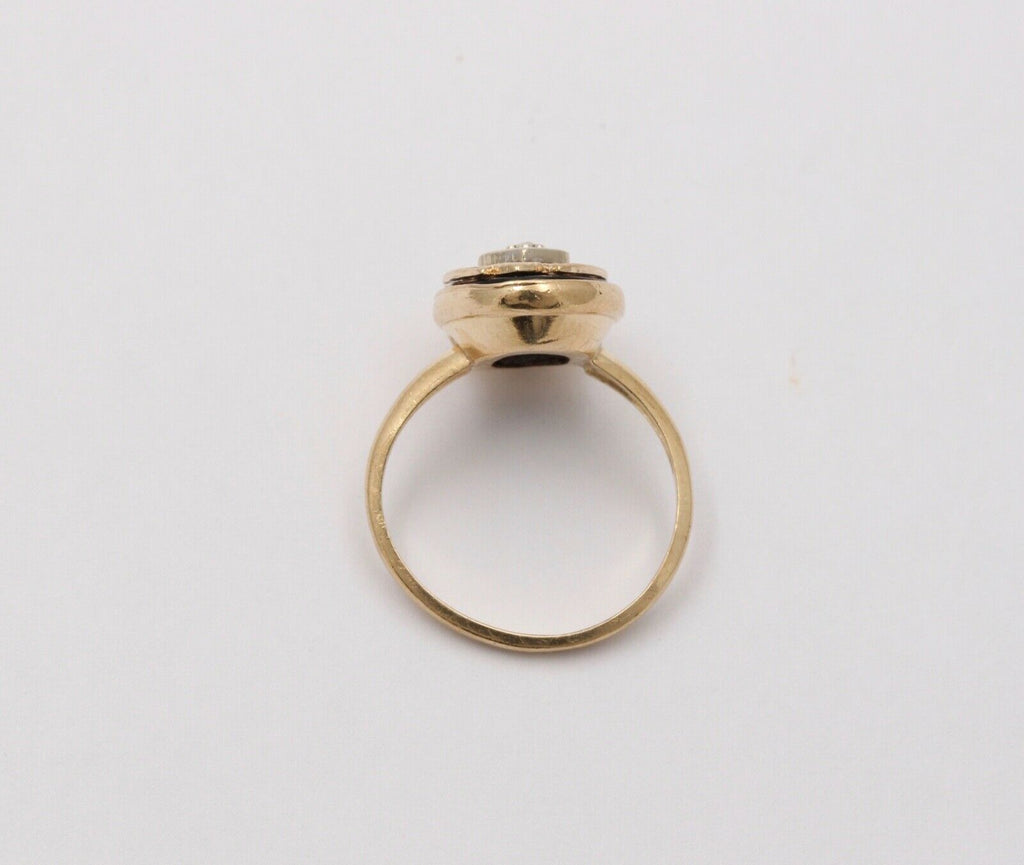 Art Deco PSCO Diamond Onyx 10K Yellow white Gold Ring