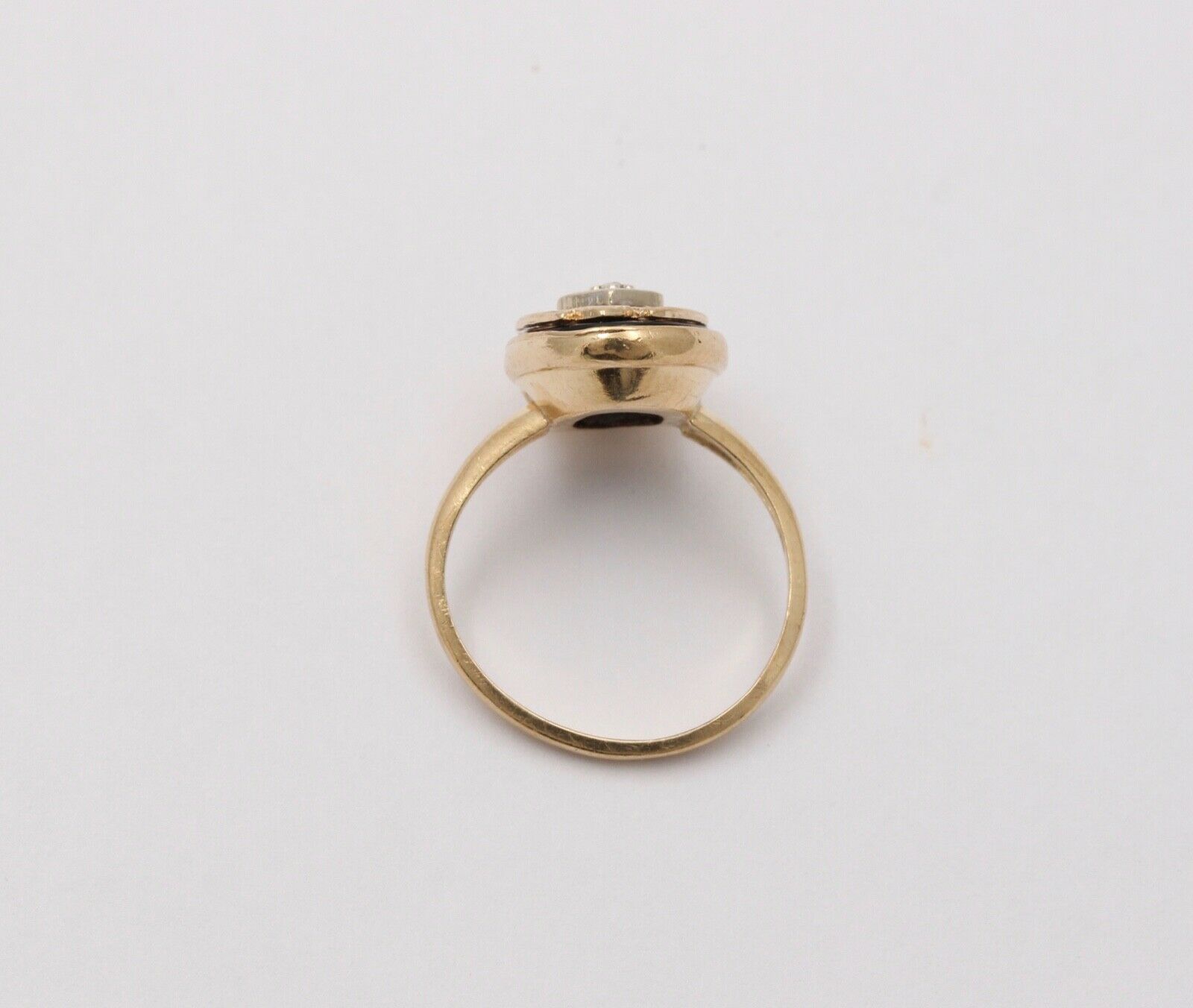 Art Deco PSCO Diamond Onyx 10K Yellow white Gold Ring