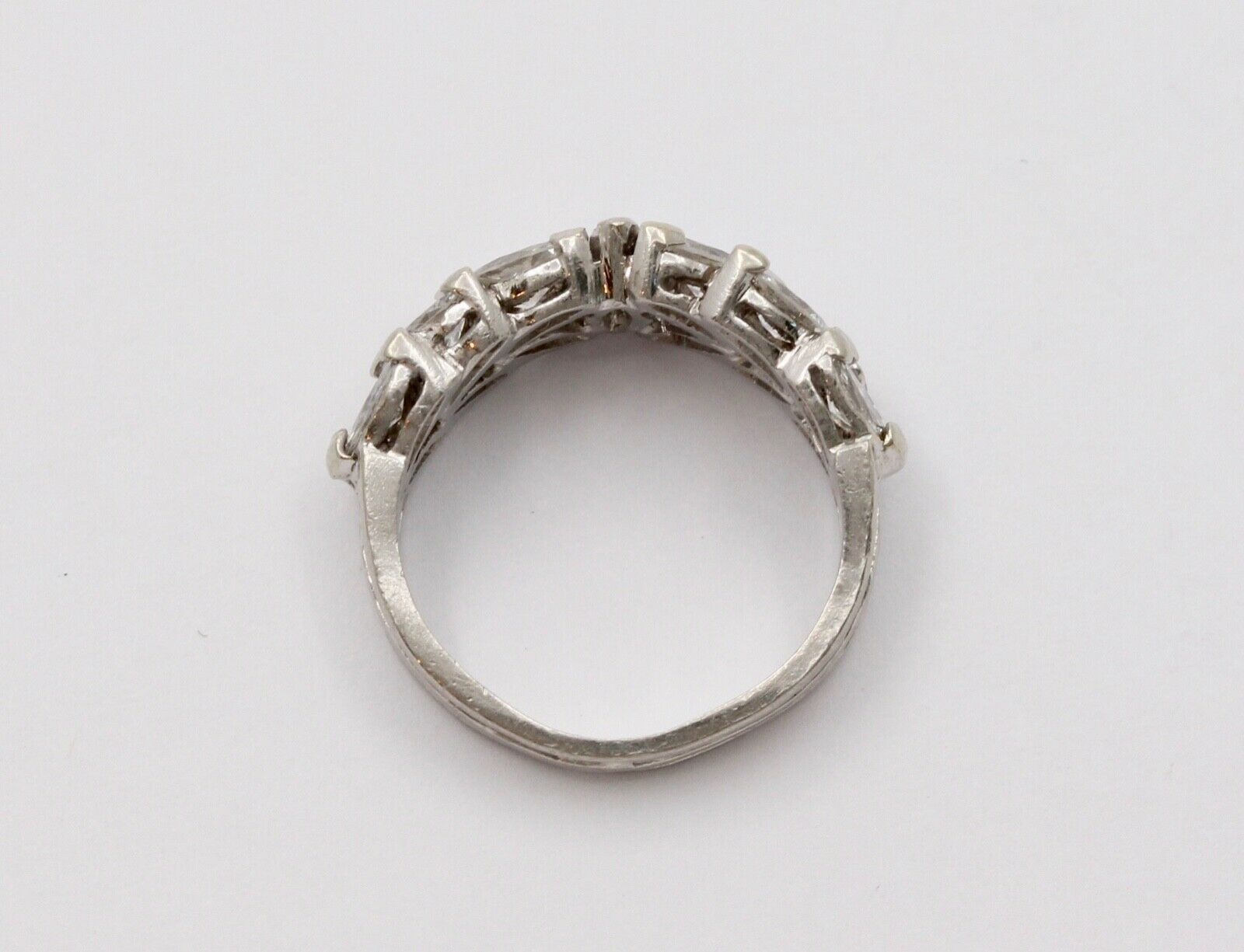 Elegant Vintage Marquise Diamond Platinum Ring Band, Engagement Ring