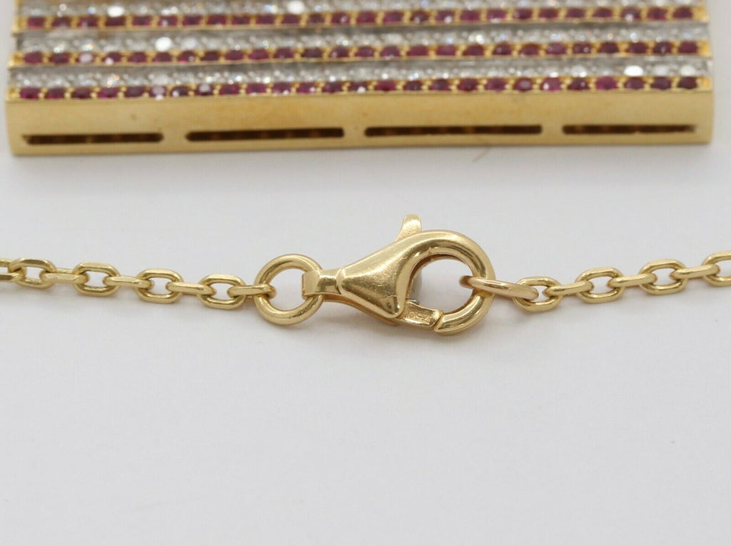 Vintage 18K Yellow Gold Diamond Sapphire Ruby US Flag Pendant