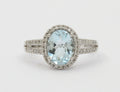 Vintage 14K White Gold Aquamarine Diamond Alternative Ring