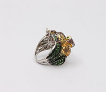 Load image into Gallery viewer, Vintage Frog Sapphires Citrine Tsavorite Diamonds14K White Yellow Gold Ring
