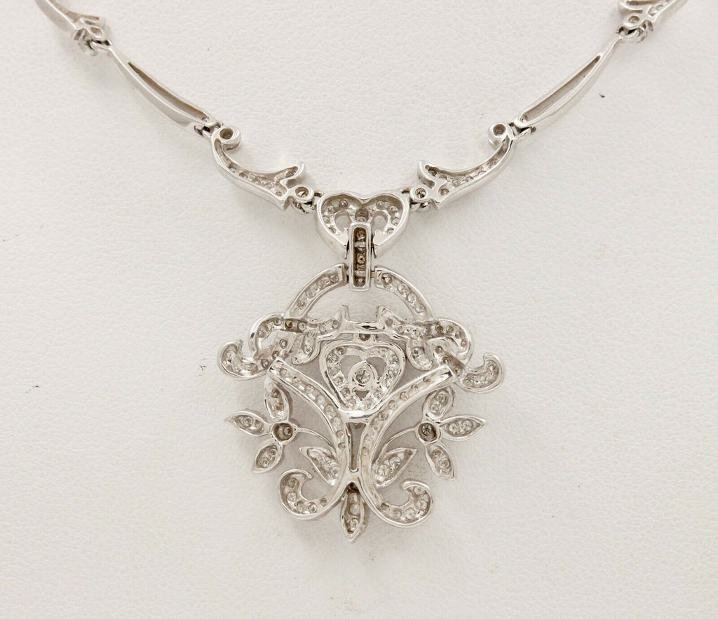 Elegant Art Deco Style 18K White Gold Diamond Pendent