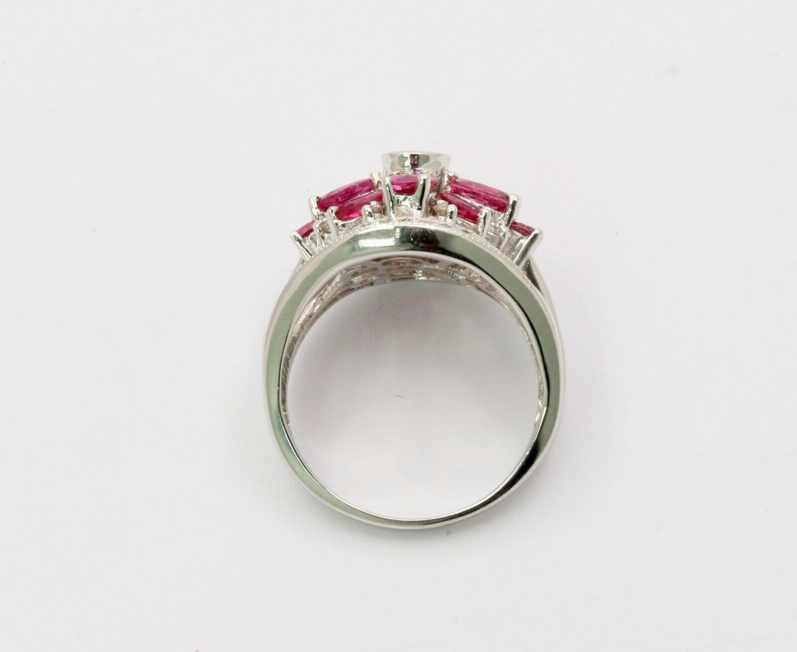 Vintage 14K White Gold Diamond Tourmaline Ring