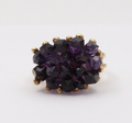 Vintage Geometric Amethyst Cluster 14K Yellow Gold Ring