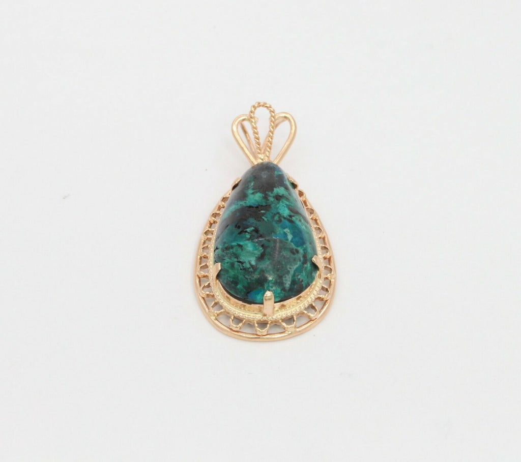 Vintage 14K Yellow Gold Turquoise Pendant