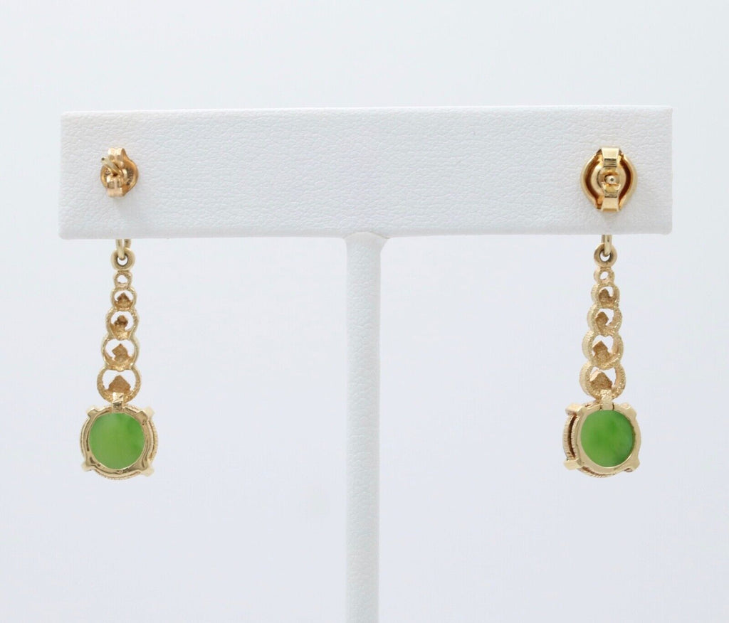 Vintage 14K Yellow Gold Chrysoprase Dangling Earrings