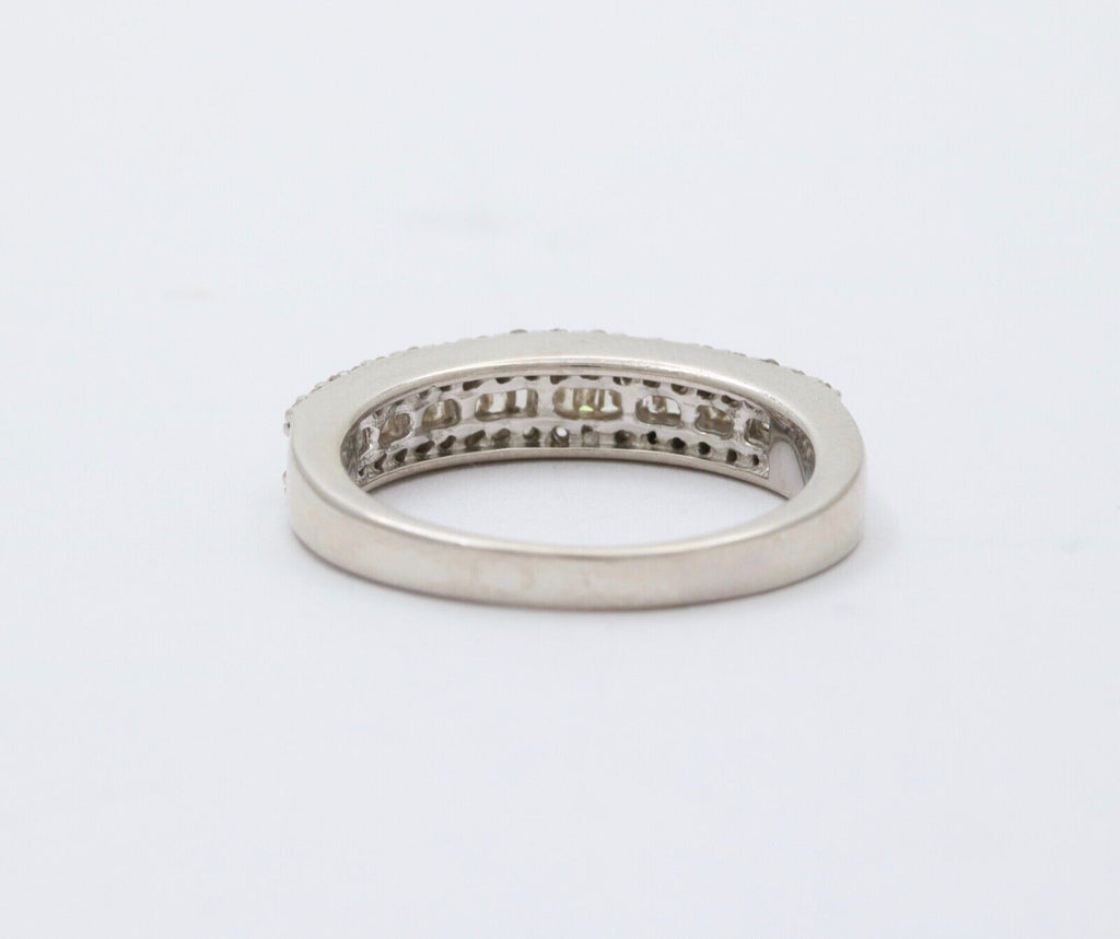 Vintage Sterling Silver Half Eternity Diamond Ring Band
