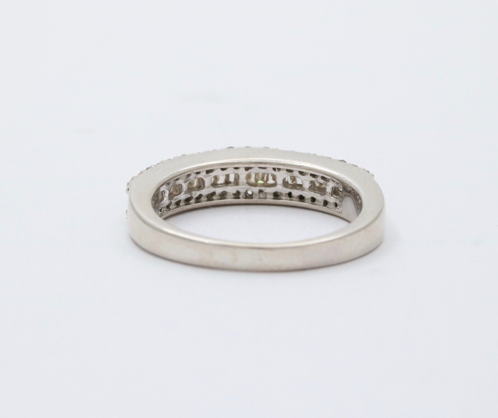 Vintage Sterling Silver Half Eternity Diamond Ring Band
