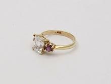 Load image into Gallery viewer, Vintage 14K Yellow Gold Emerald Cut Diamond Pink Tourmaline Ring, Engagement Ring
