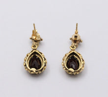 Load image into Gallery viewer, Victorian 14K Yellow Gold Teardrop Garnet Dangling Earrings
