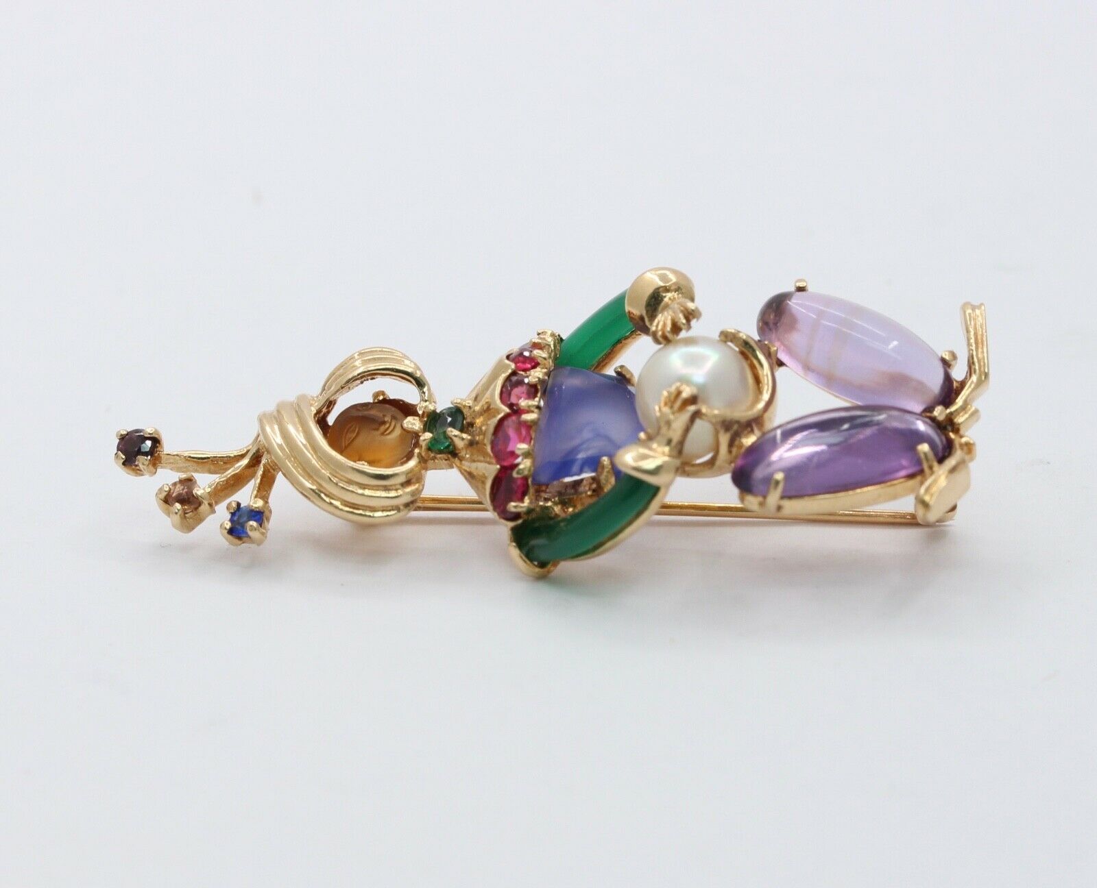 Loooook Vintage Ladies Clairvoyant Fortune Teller 14K Brooch Pin