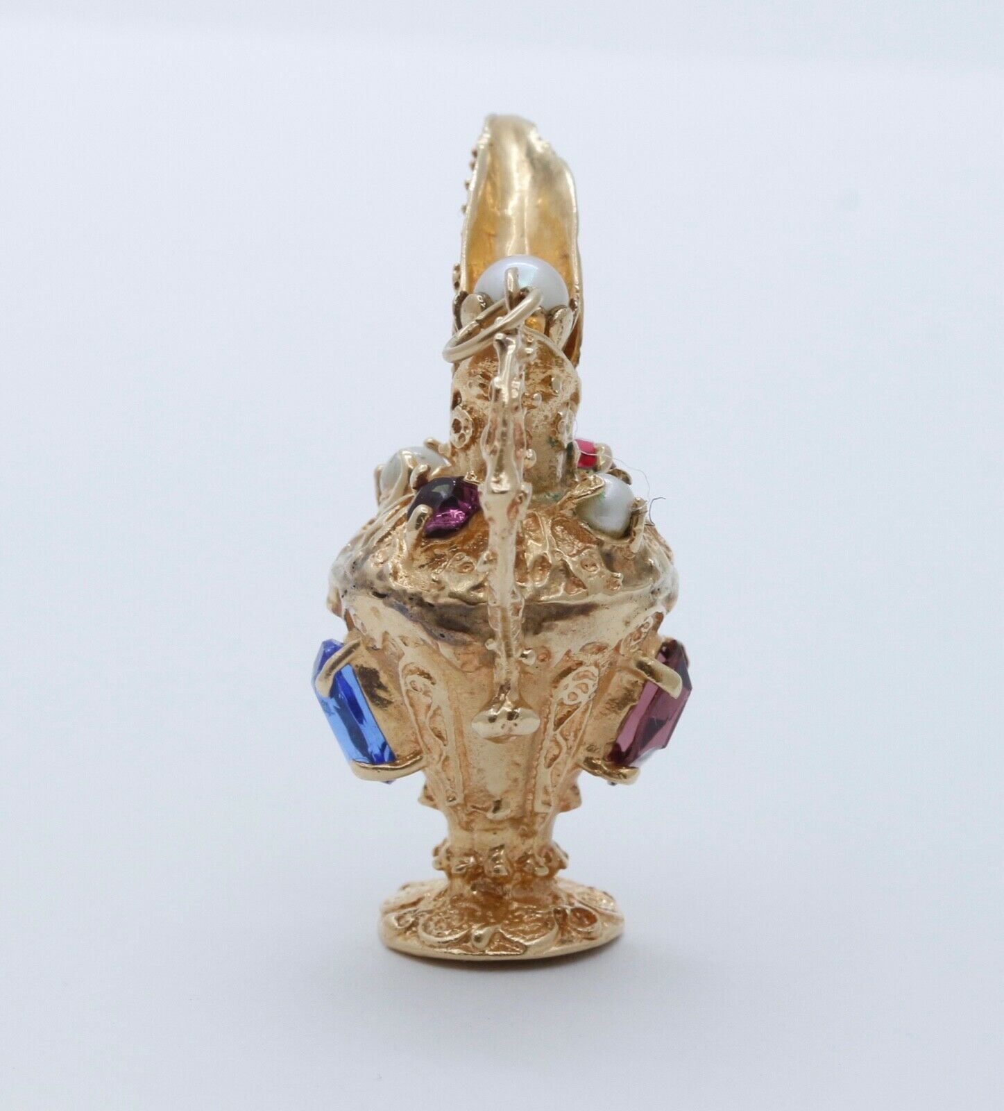 Vintage Multistone 14K Yellow Gold Pitcher Pendant Charm