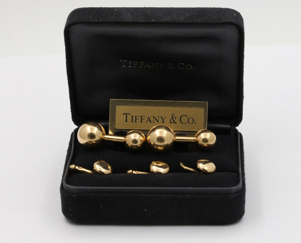 Tiffany & Co Vintage 14K Yellow Gold Barbell Cufflinks Set