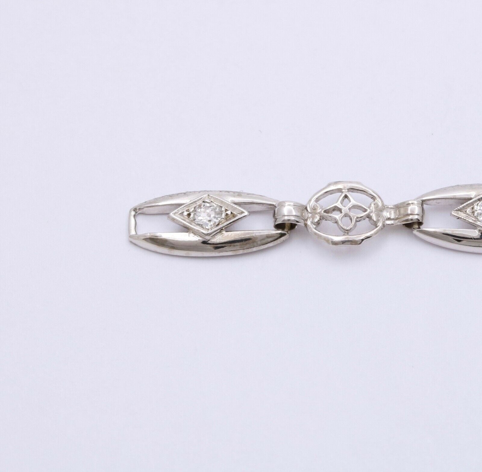 Art Deco Old Euro Diamonds 14K White Gold Bracelet