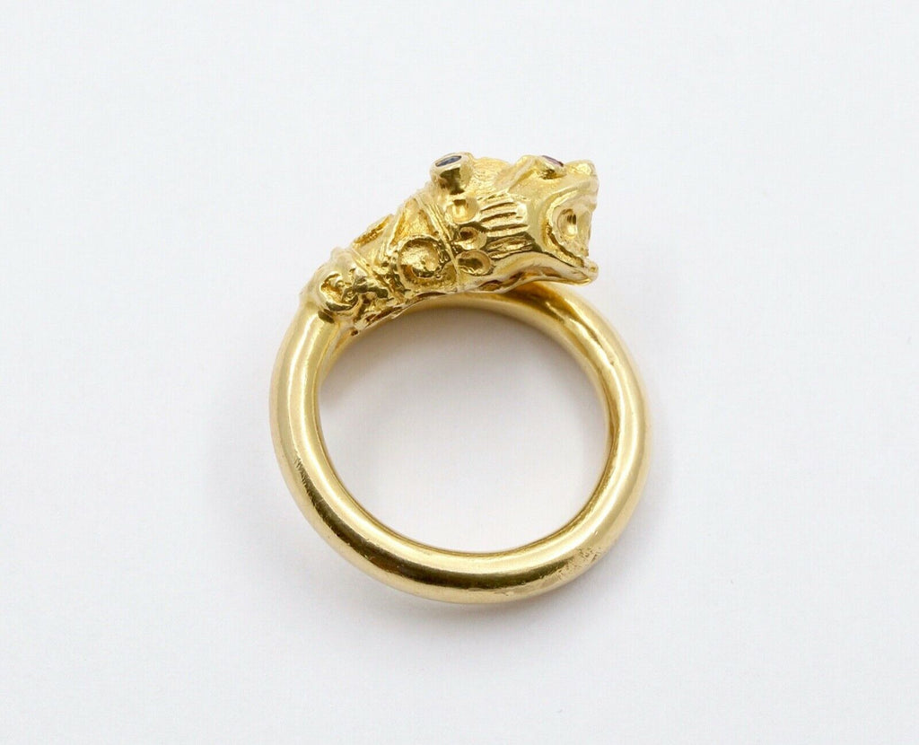 Vintage 18K Yellow Gold Dragons Head Ring