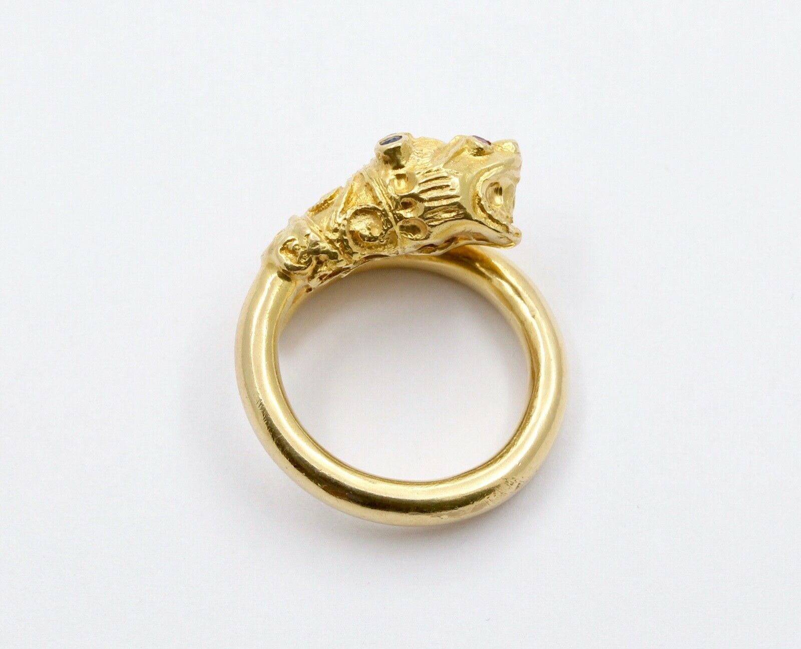 Vintage 18K Yellow Gold Dragons Head Ring