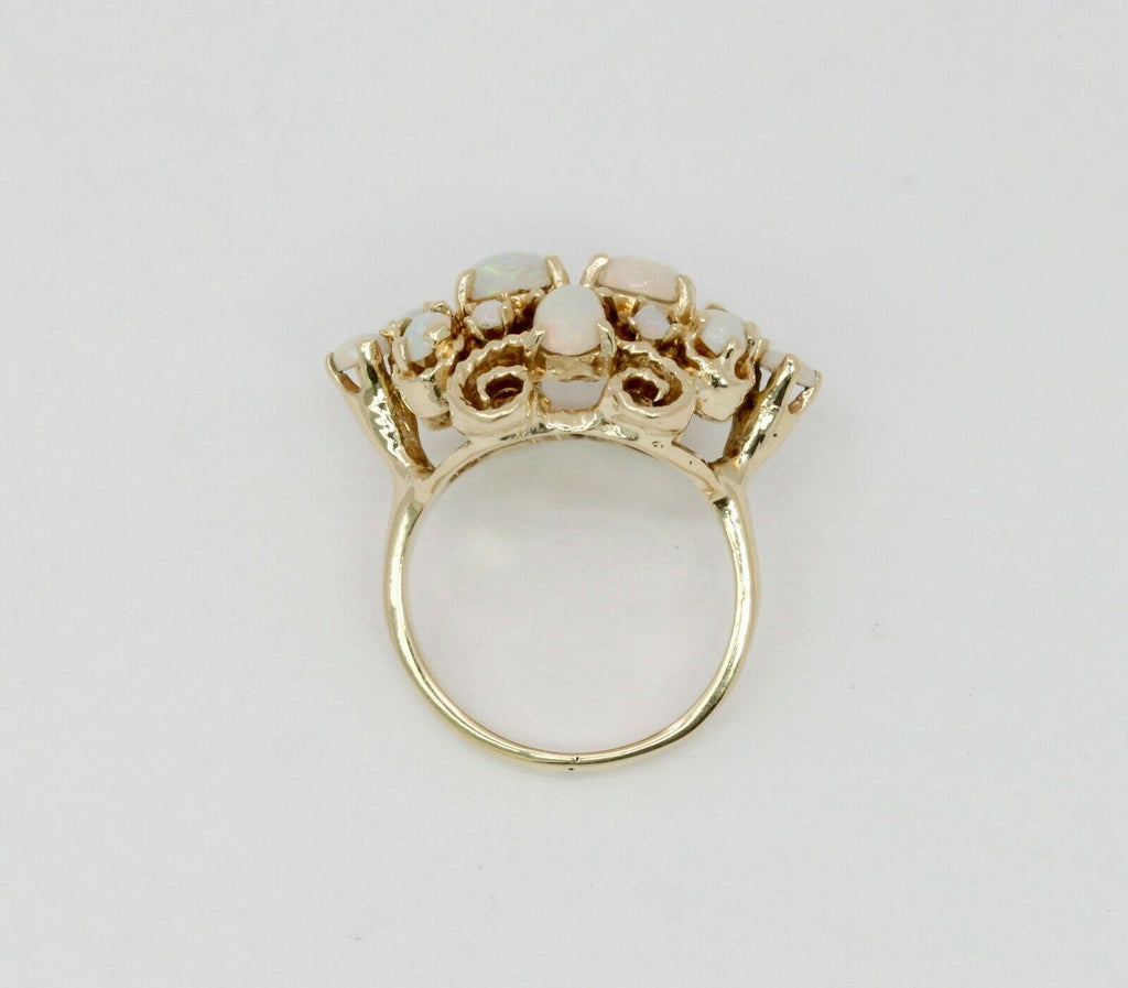 Vintage 14K Yellow Gold Opal Cluster Cocktail Ring