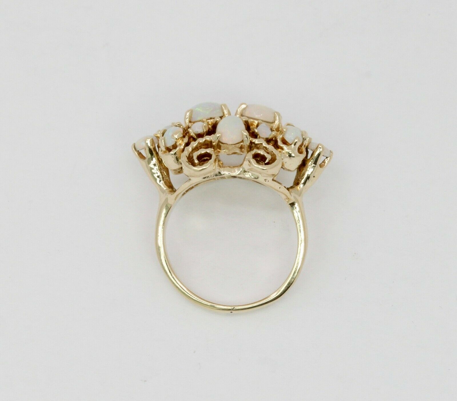 Vintage 14K Yellow Gold Opal Cluster Cocktail Ring