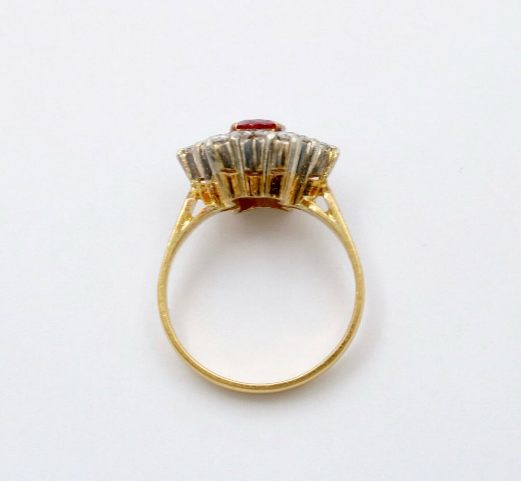 Vintage 18K Yellow Gold & Sterling Silver 1.9 carats Ruby and Diamond Star Ring,