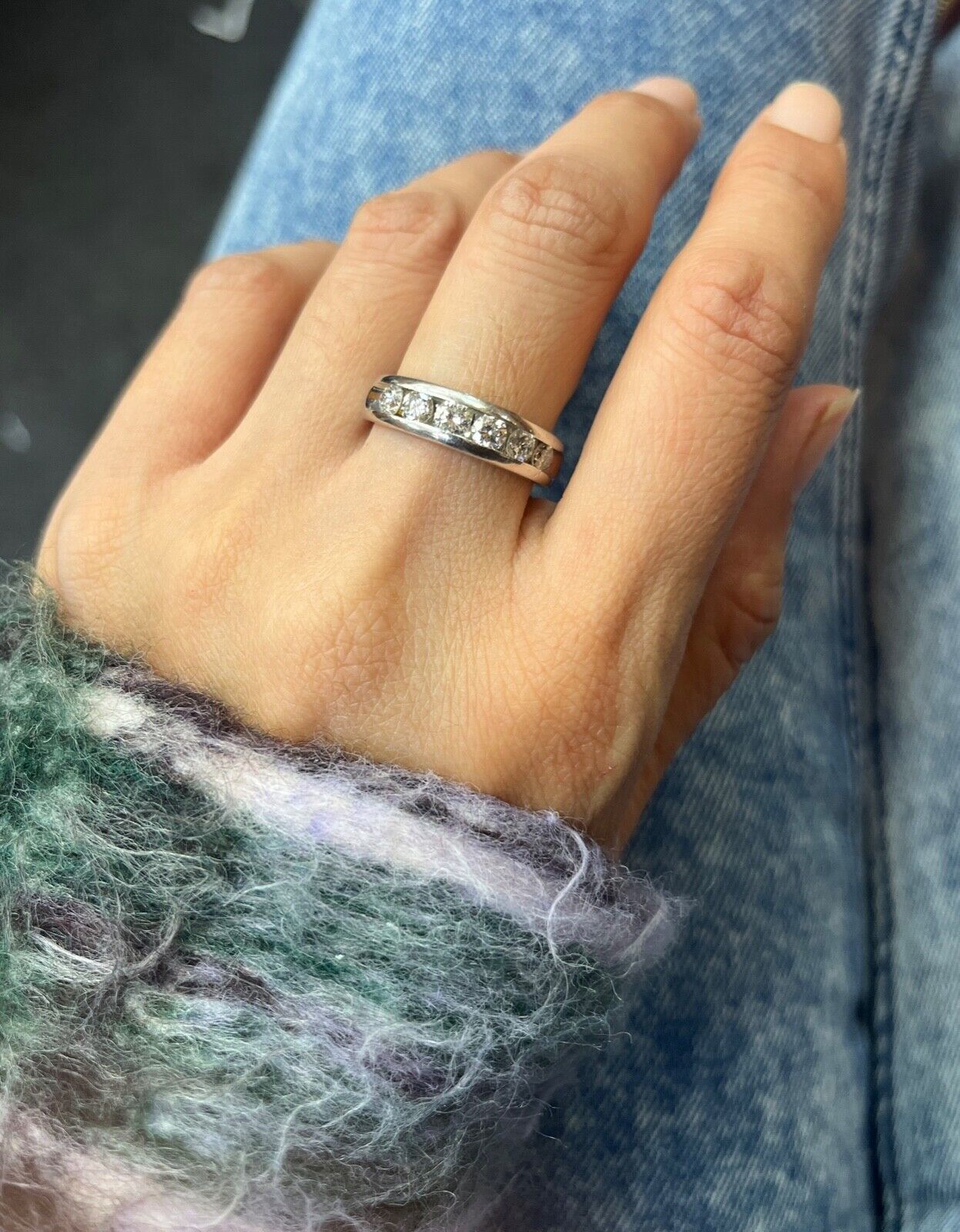 Classic Platinum Six Diamond Half Eternity Band.