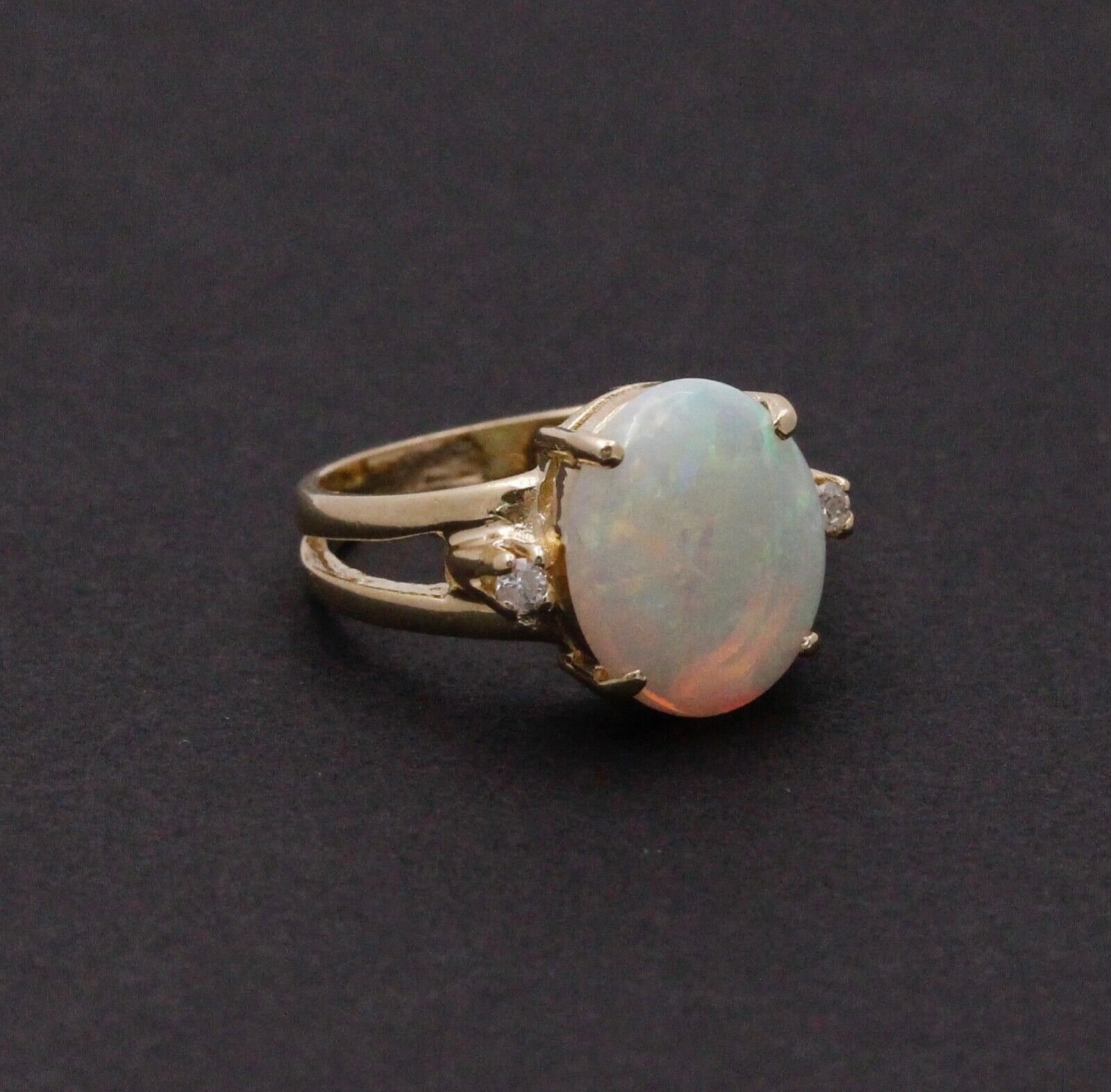 Vintage Opal Diamonds 14K Yellow Gold Ring
