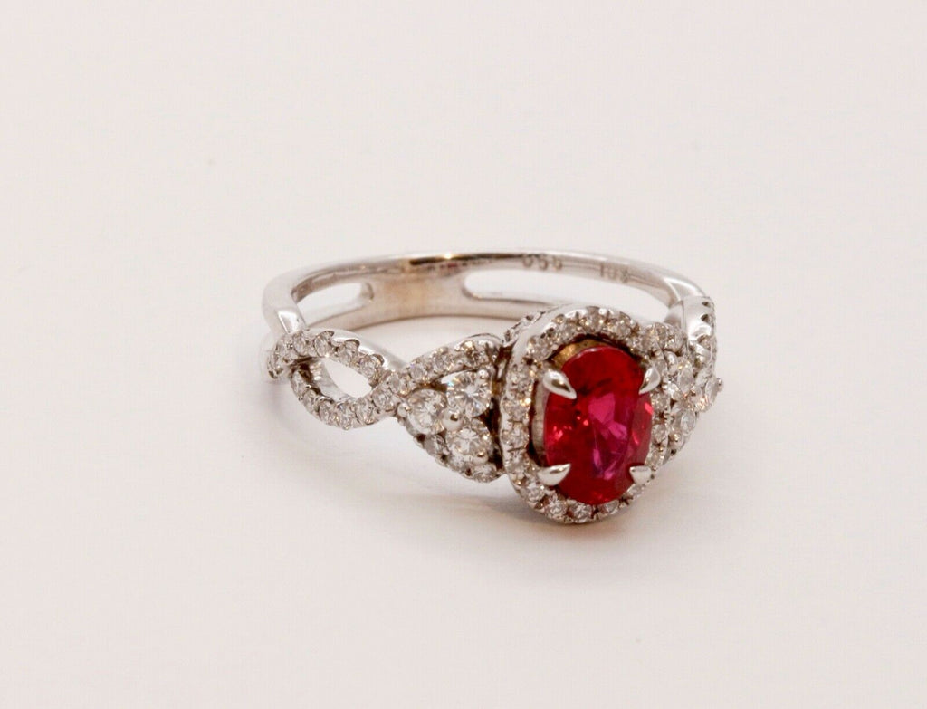 Elegant Crossover Ruby Diamonds Engagement Ring