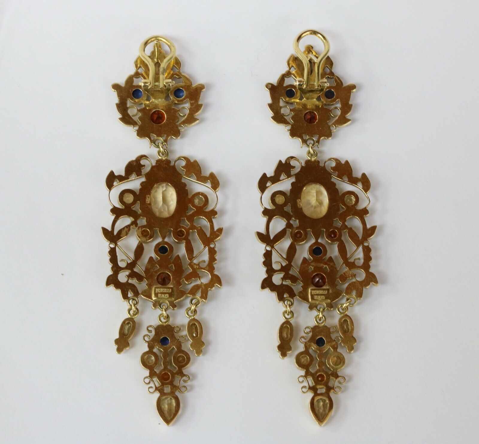 Vintage Percossi Papi MultiStone 18K 925 Opera Earrings