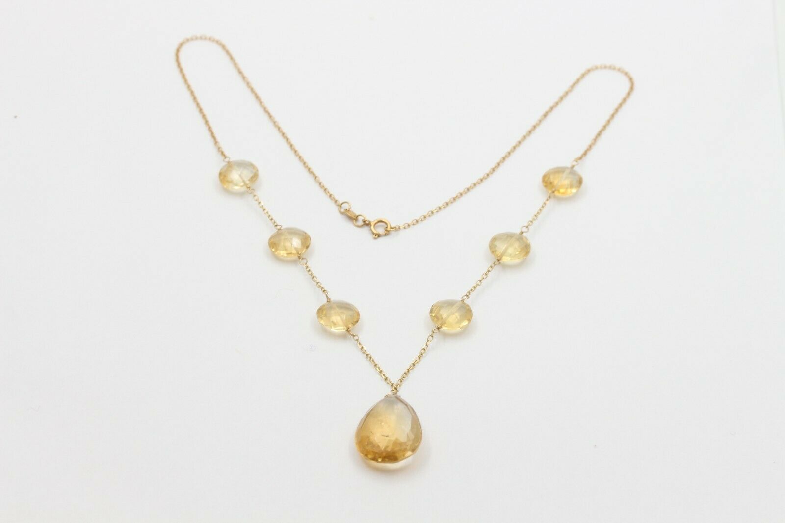 Vintage 14K Yellow Gold Natural Citrine Necklace
