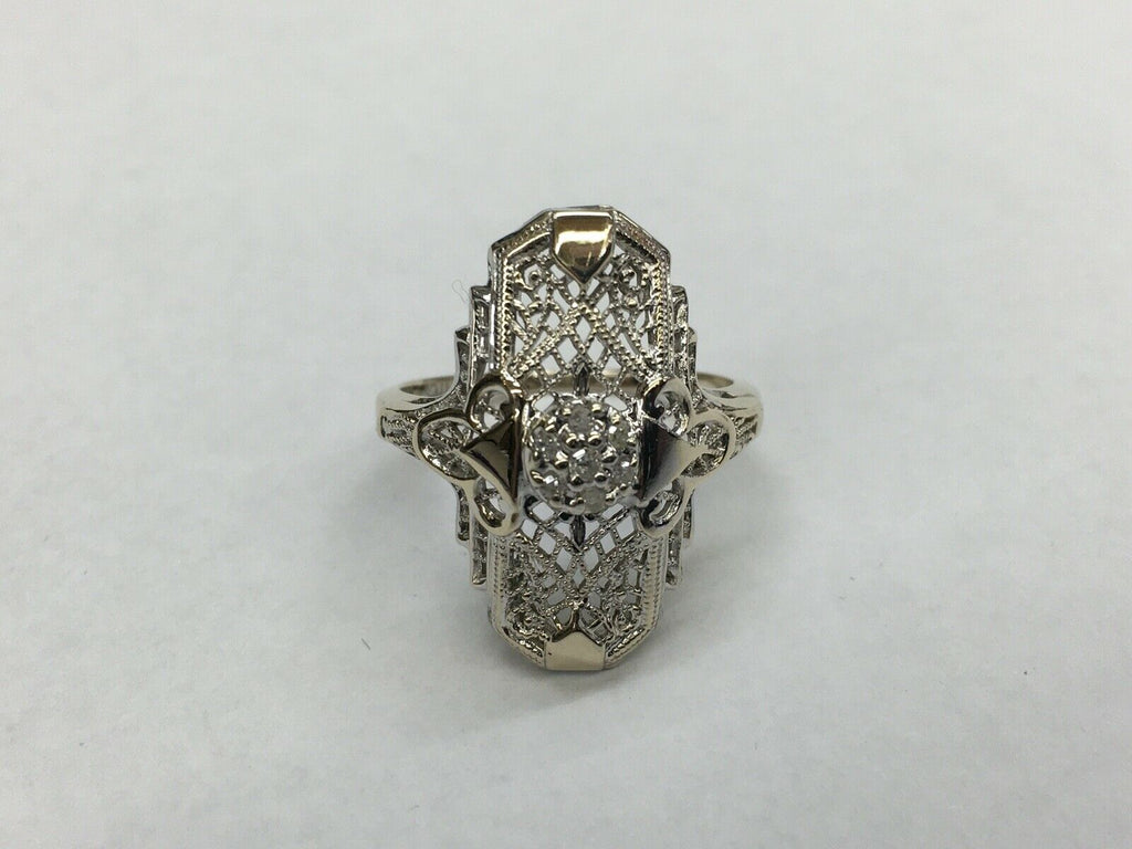 Art Deco Diamond 14K White Gold Reproduction Style Ring