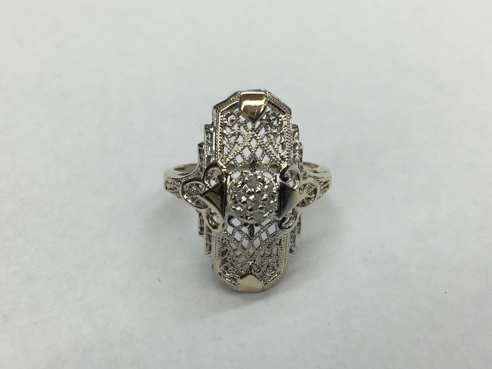 Art Deco Diamond 14K White Gold Reproduction Style Ring